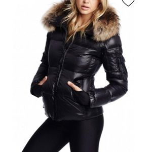 SAM black Blake fur trimmed down jacket size XS